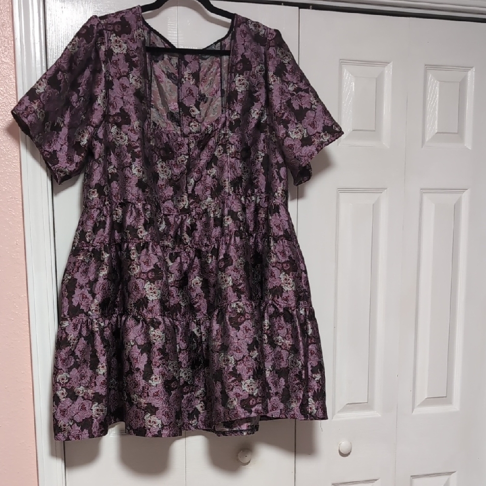 ARULA Purple and Black Floral Dress